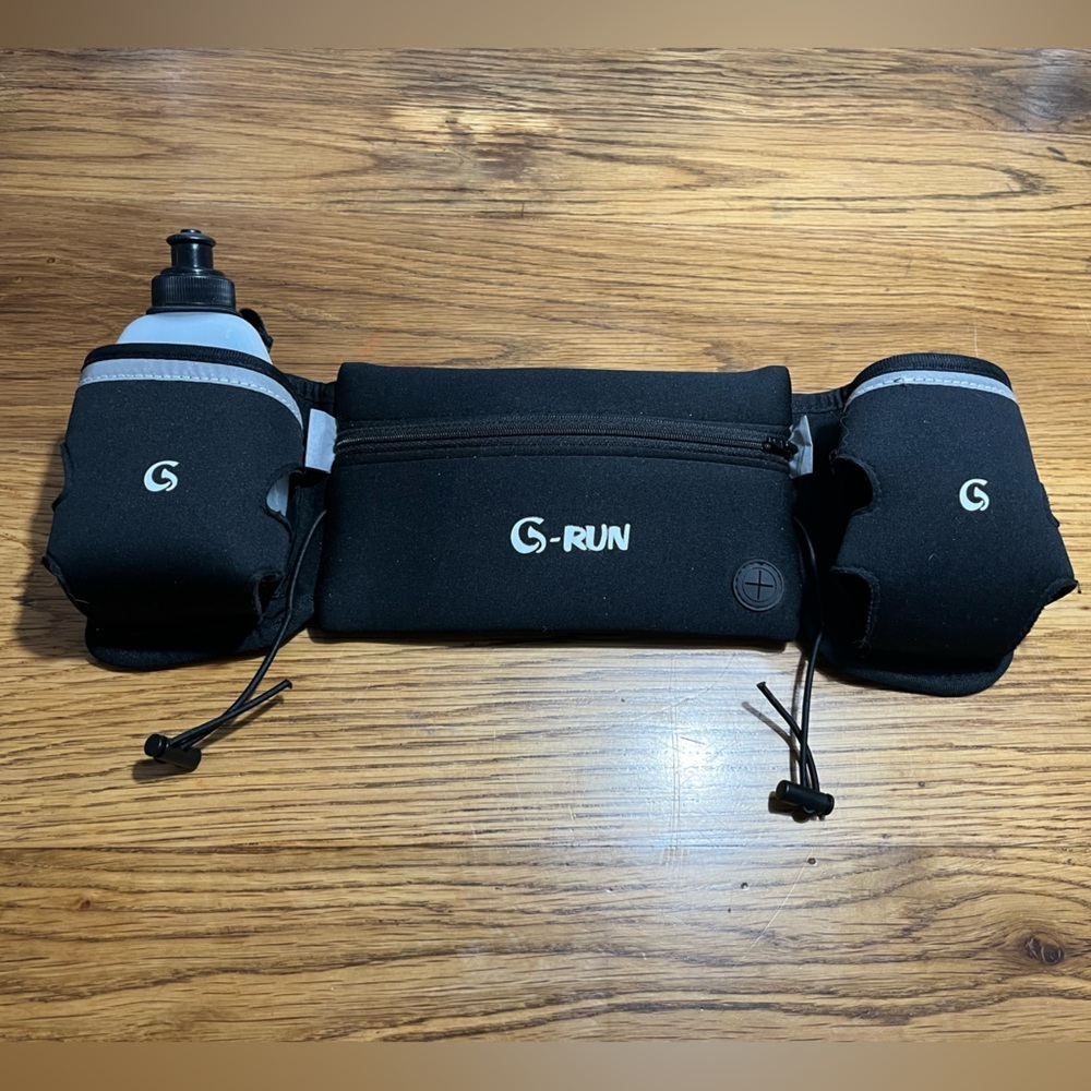 G-Run Hydration Running Belt | Neoprene | Zippered Pocket | 1 Bottle Included